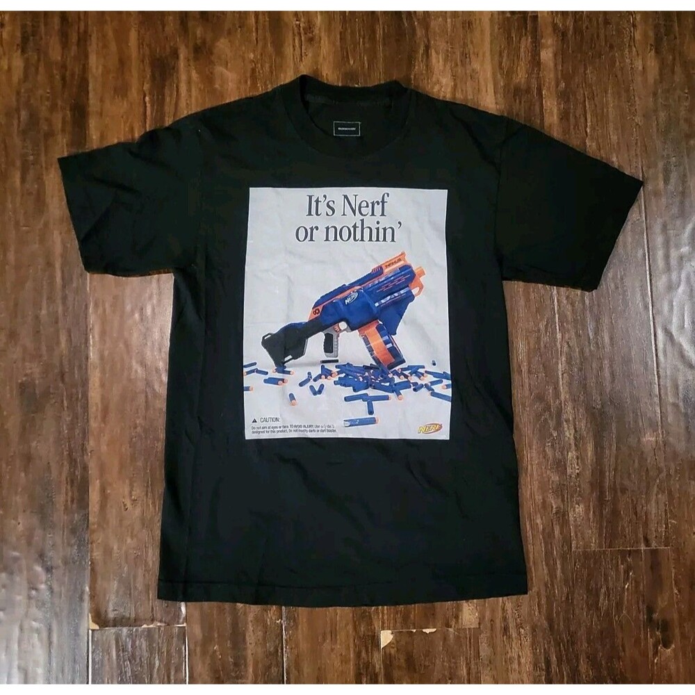 Dumbgood Nerf or Nothing Black Graphic T Shirt Mens Size Small